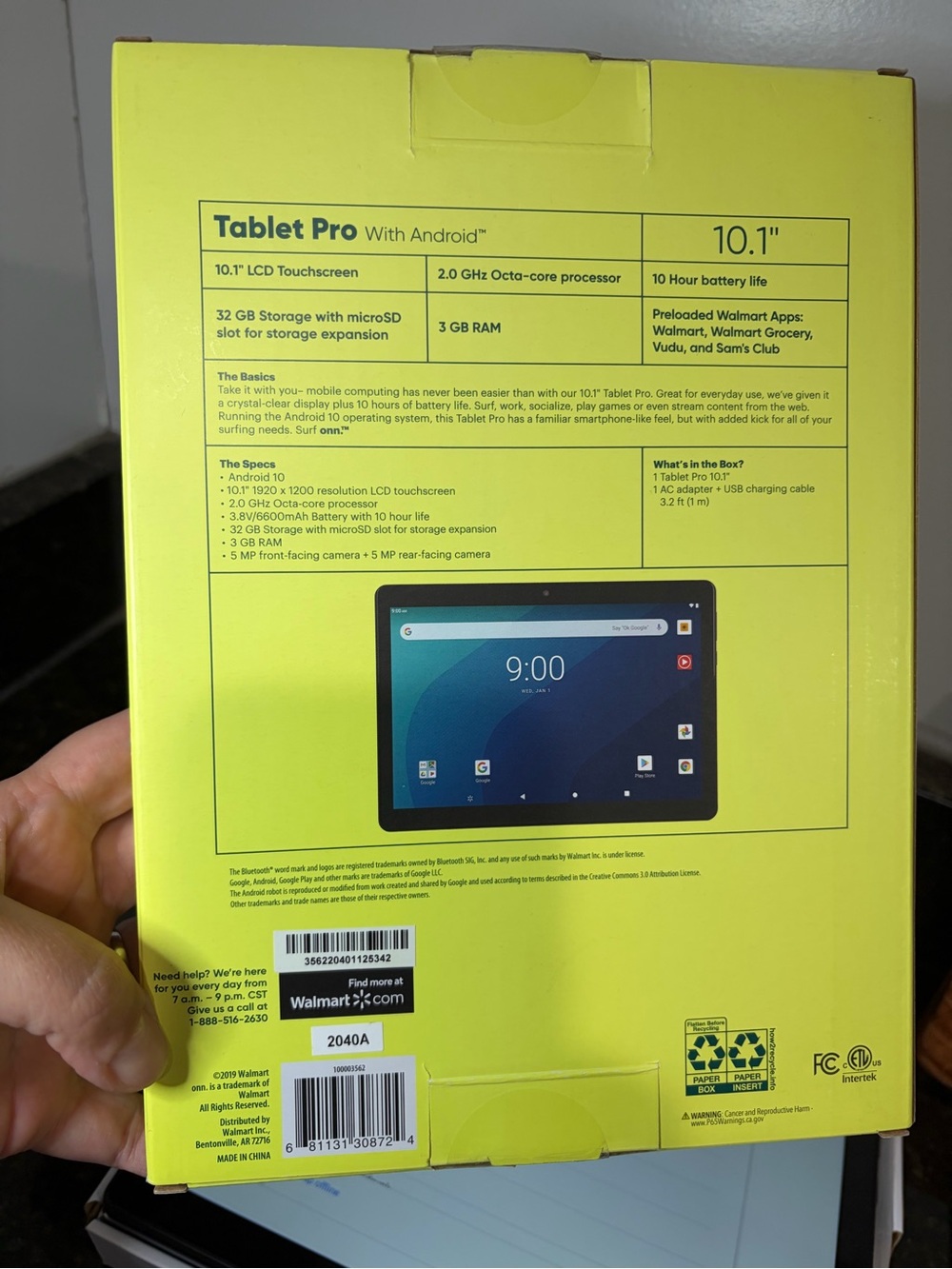 ONN 10.1" Tablet Pro in Black w/New Screen Protector, Charging Cable, & Case - Picture 3 of 10